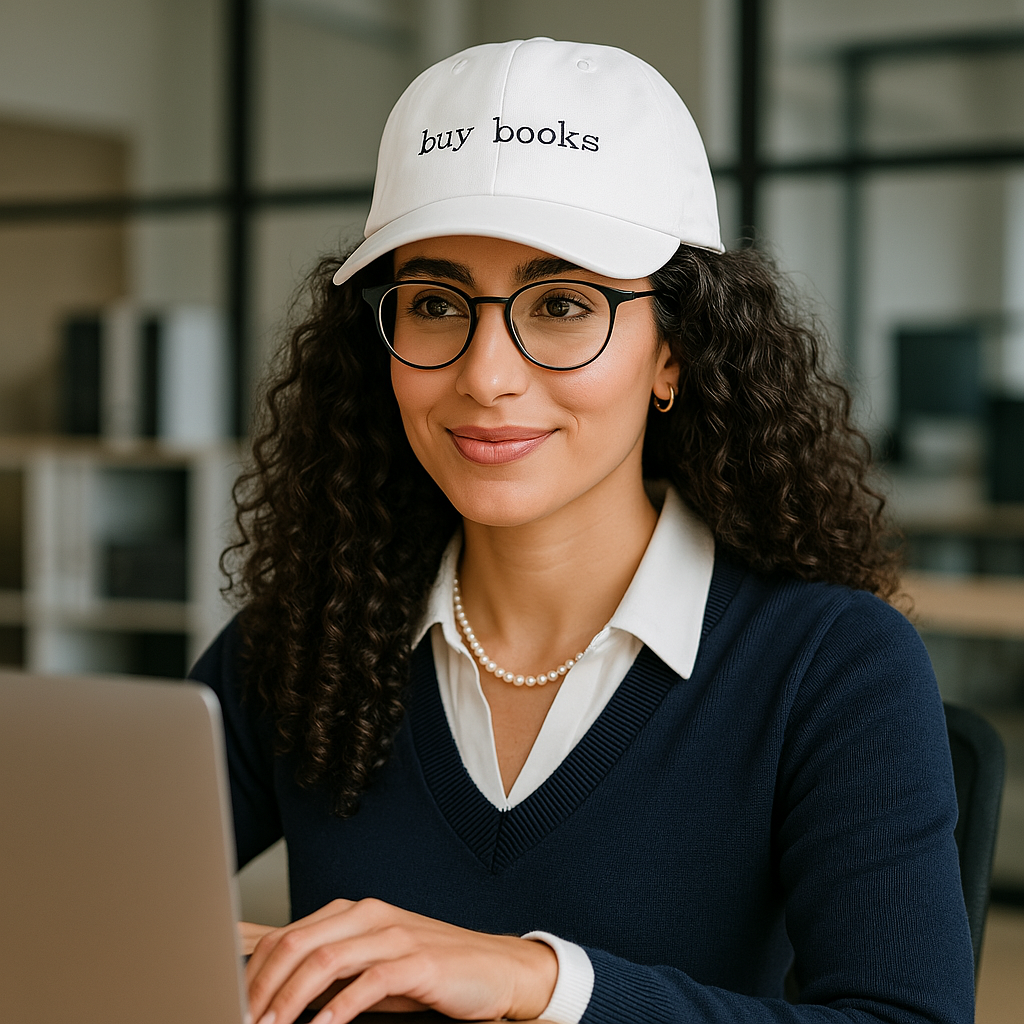 Buy Books - white baseball hat